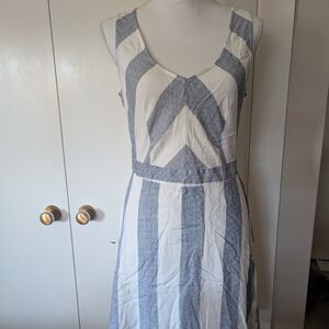 Striped Sleeveless Dress - Blue and White